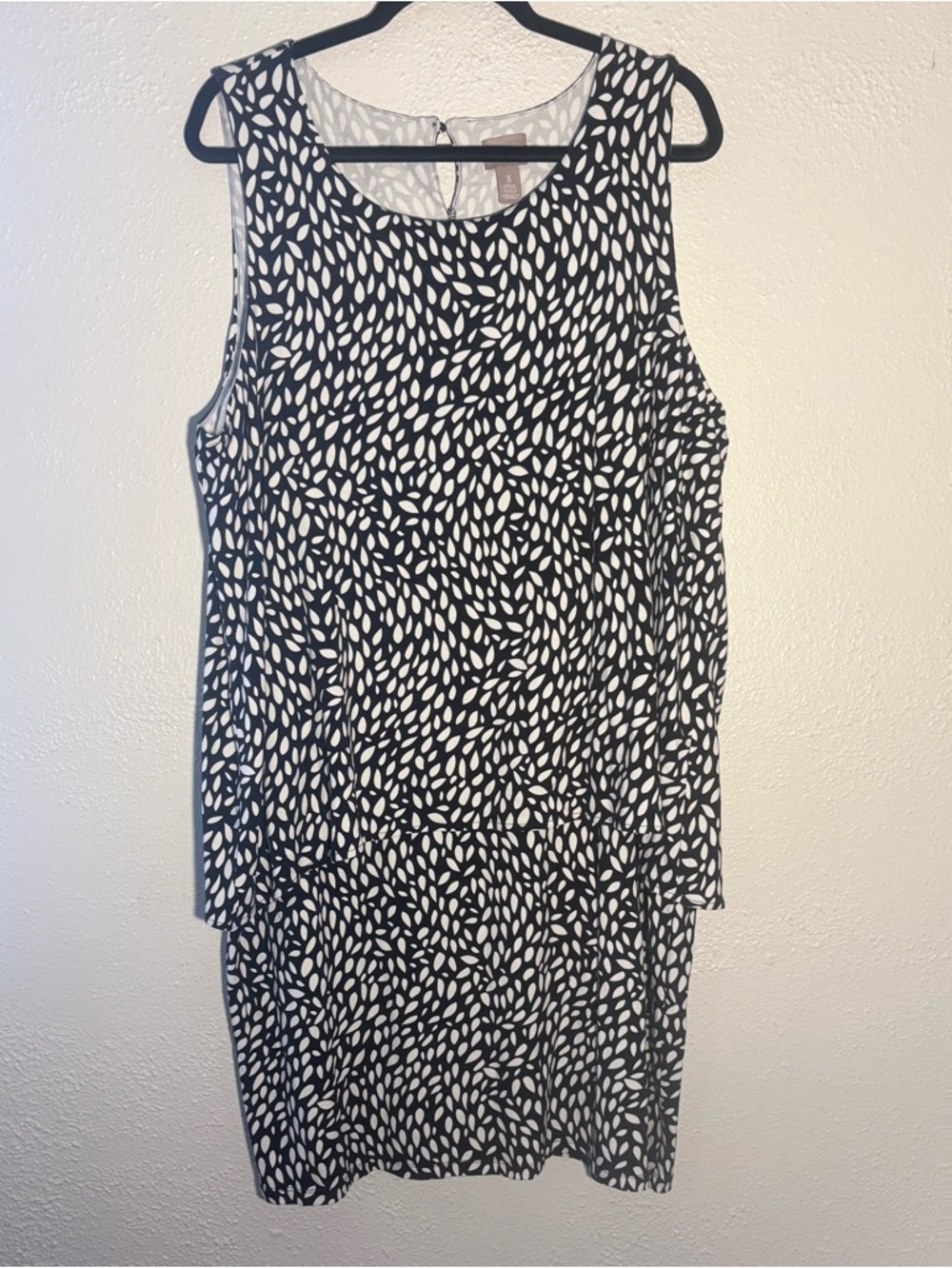 Chico’s Black White Printed Layer Asymmetric Stretch Chico’s Size 3 XL